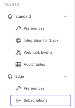 Settings sidebar