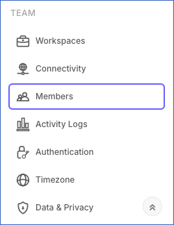 Settings sidebar