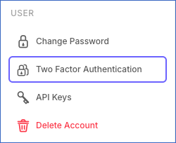 Settings sidebar