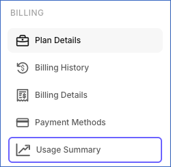 Settings sidebar