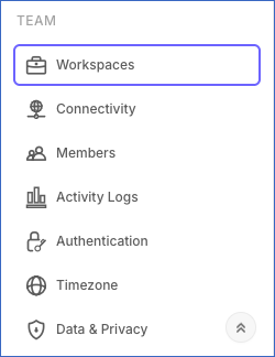 Settings sidebar