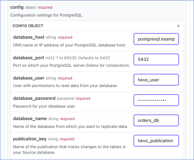 Version 1 Source Config Fields