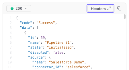 Response Headers Button