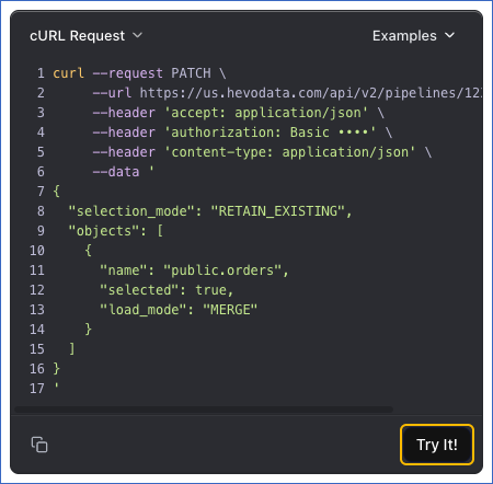 cURL Try It! Manage Objects