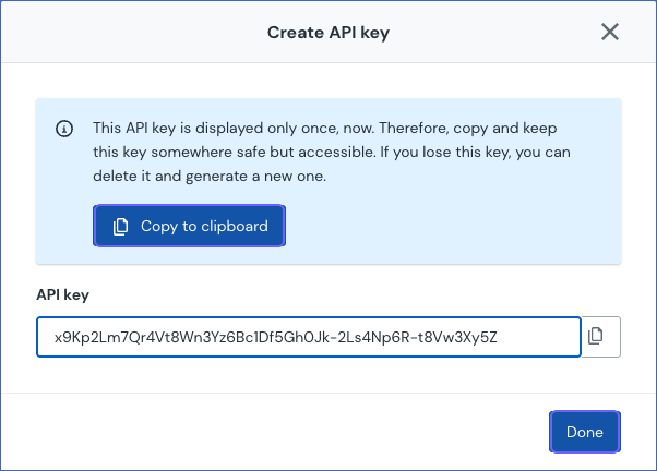 Copy the API key