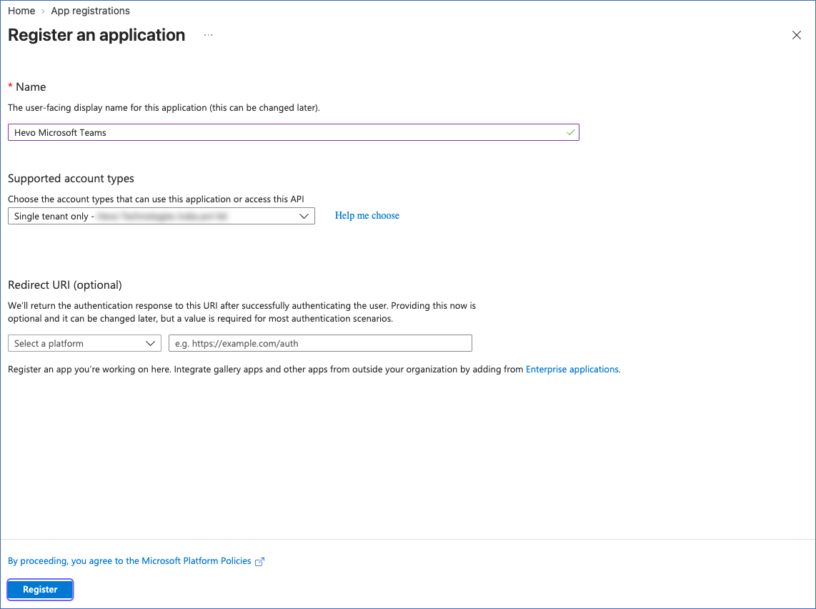 Register an application