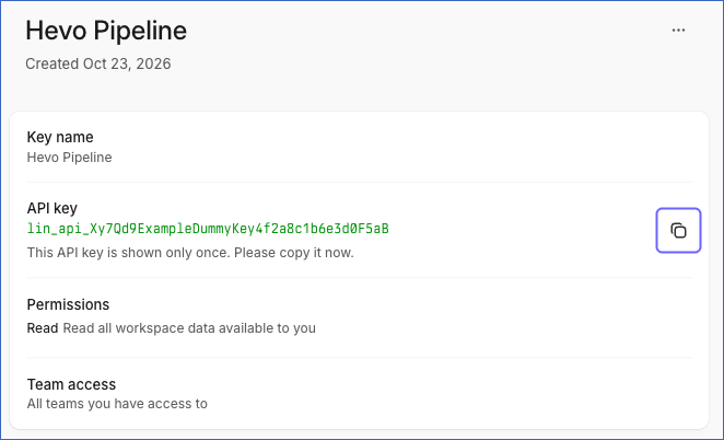 Copy API key