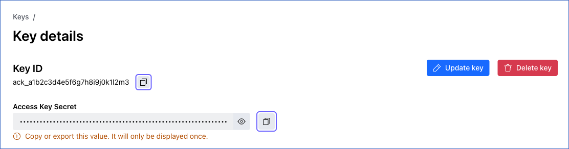 Copy Key ID and Access Key Secret