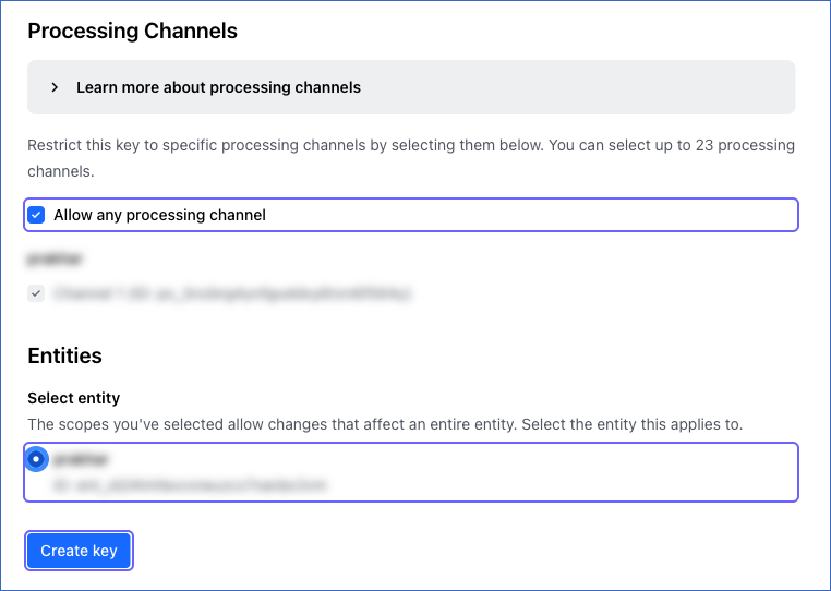 Select Channel and Entity