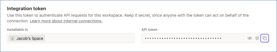 Copy API token