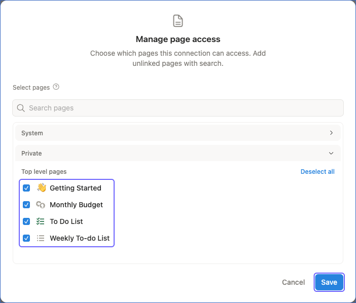 Select pages