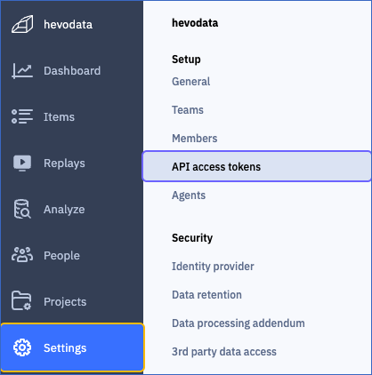 Click API access tokens