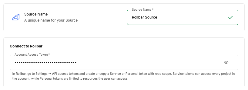 Configure Rollbar Source