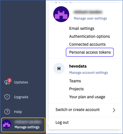 Click Personal access tokens