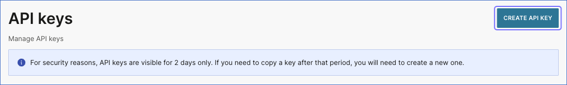 Click Create API key