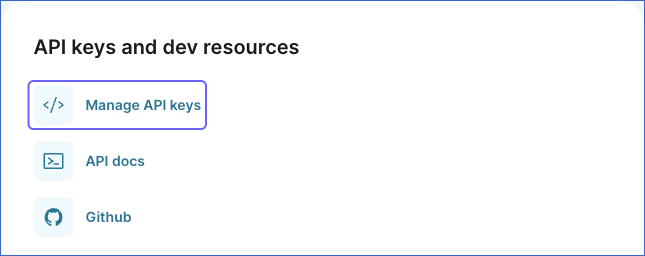 Click Manage API keys