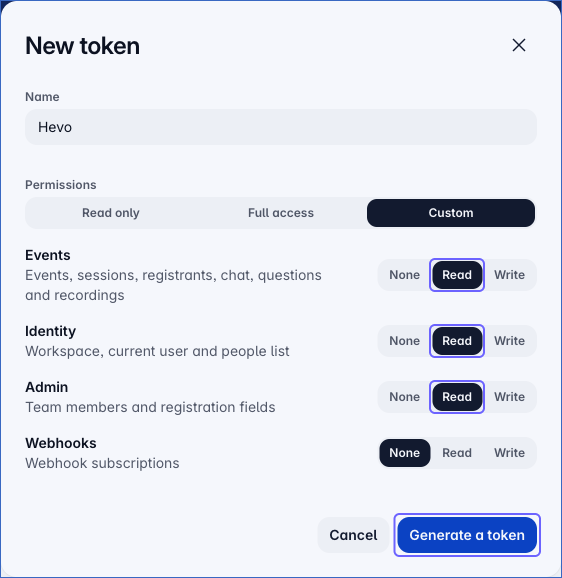 Create API token