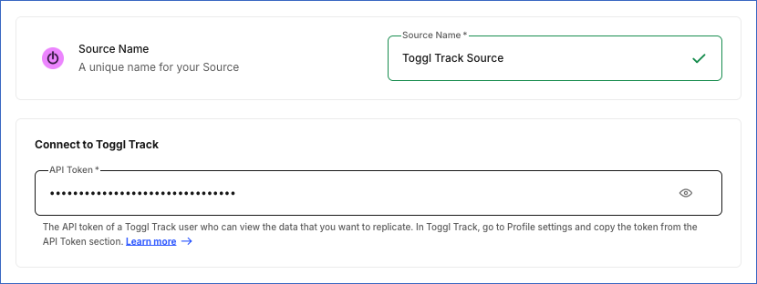 Configure Toggl Track Source