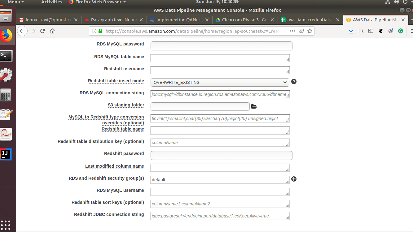 AWS data pipeline: Fill parameters | Hevo Data