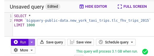 Google BigQuery pricing: Query Validator.