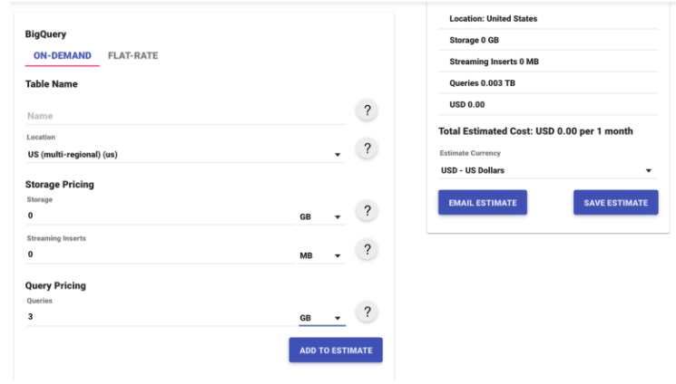 Google BigQuery Pricing