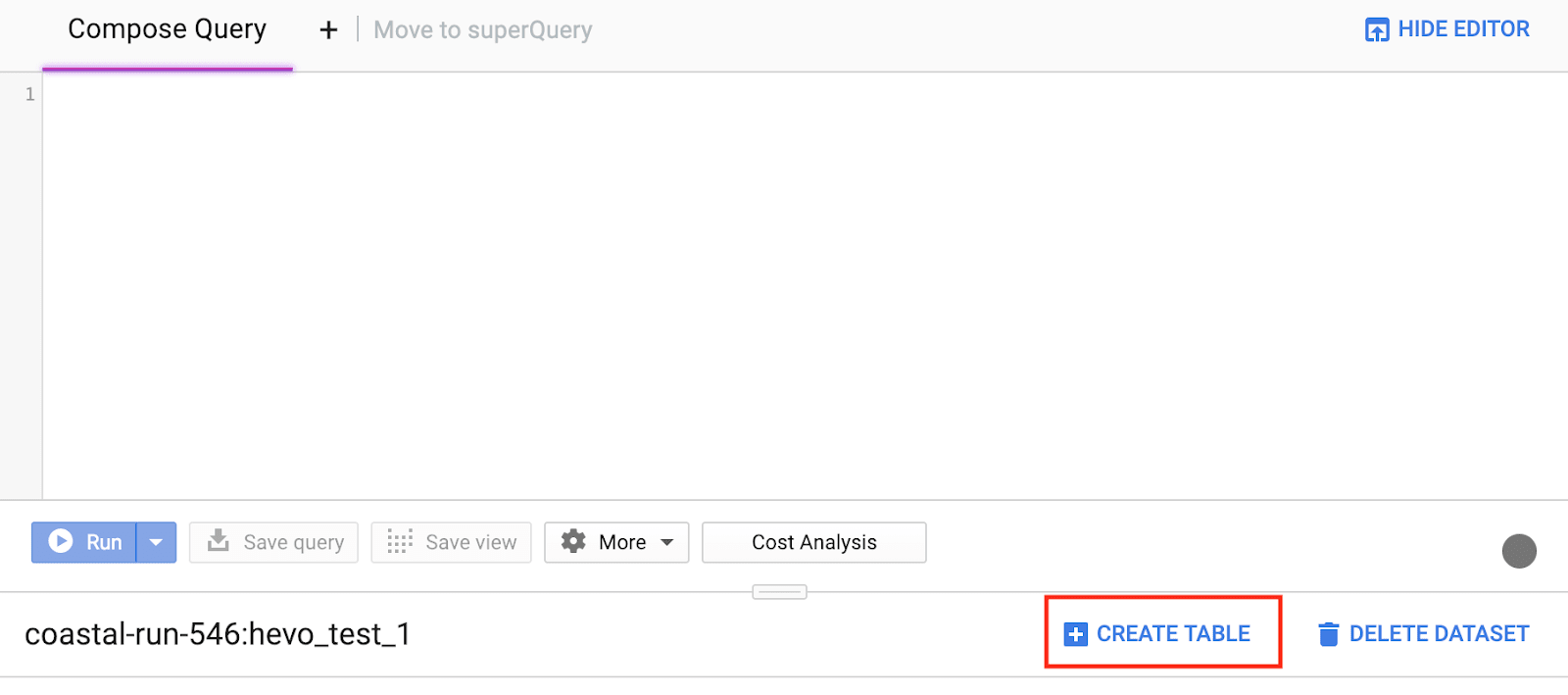 MongoDB to BigQuery: Create Table image