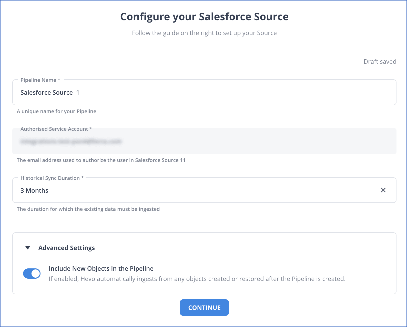 Salesforce to BigQuery- Source Config