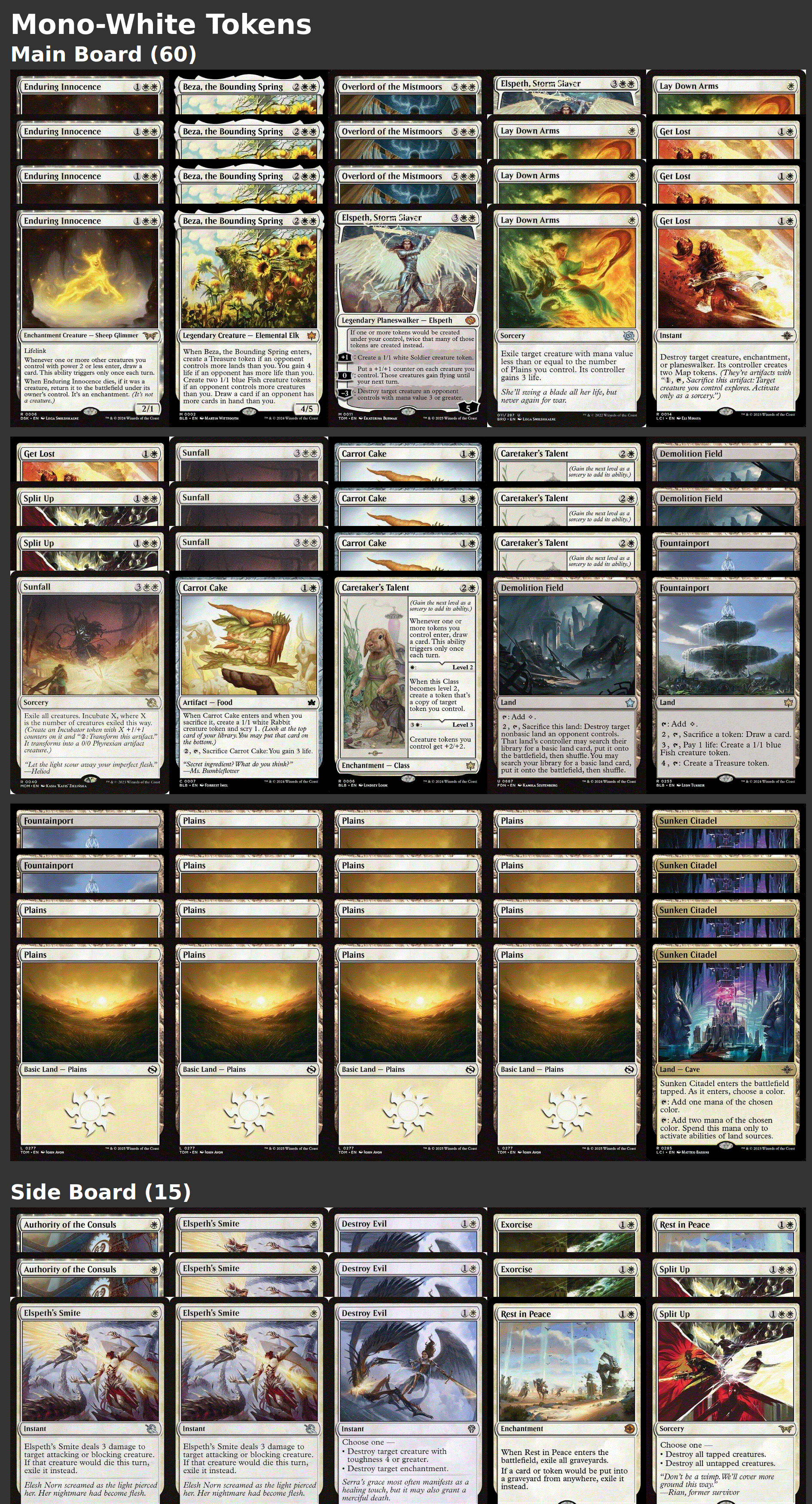 Mono-White Tokens