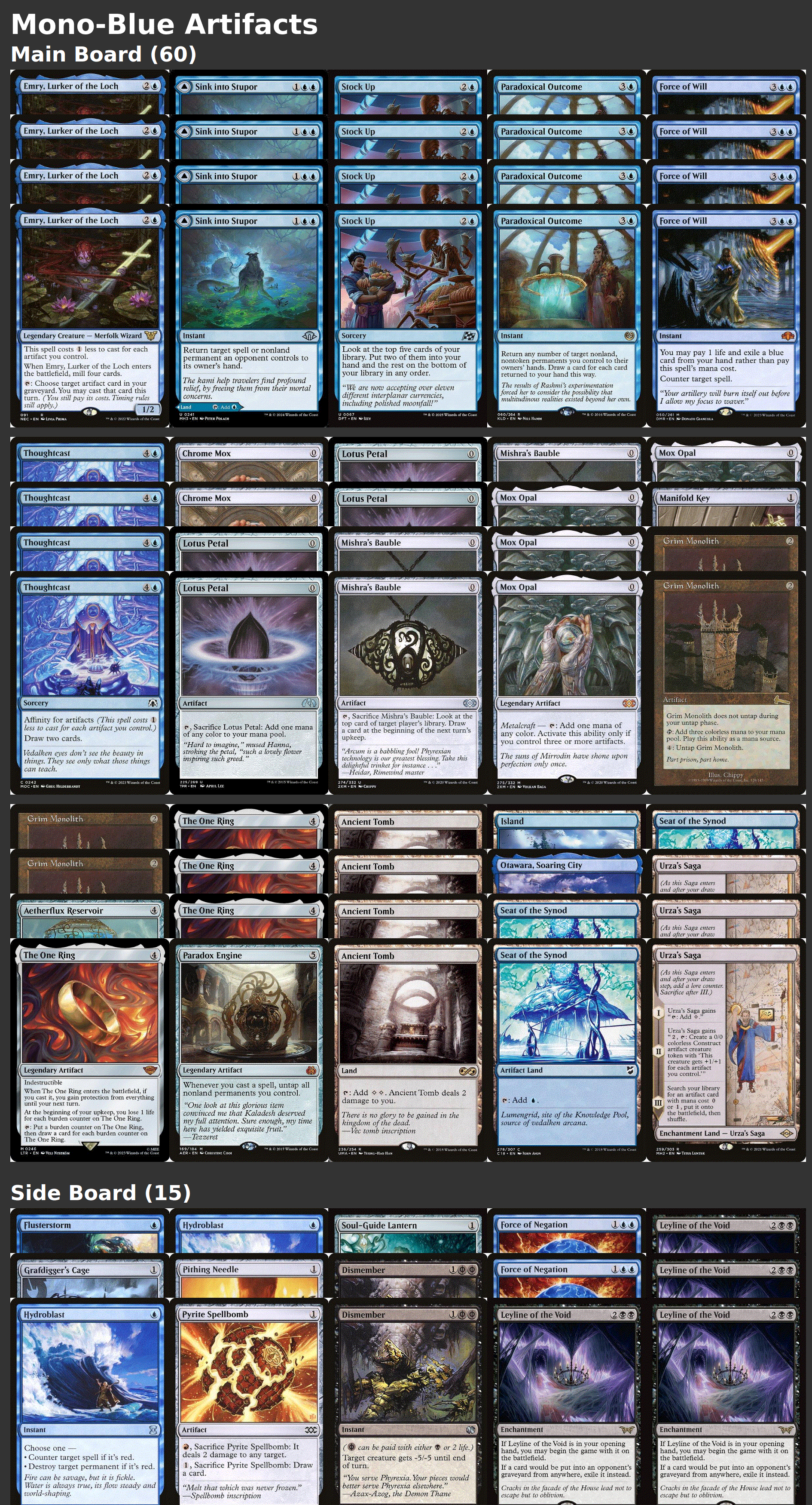 Mono-Blue Artifacts