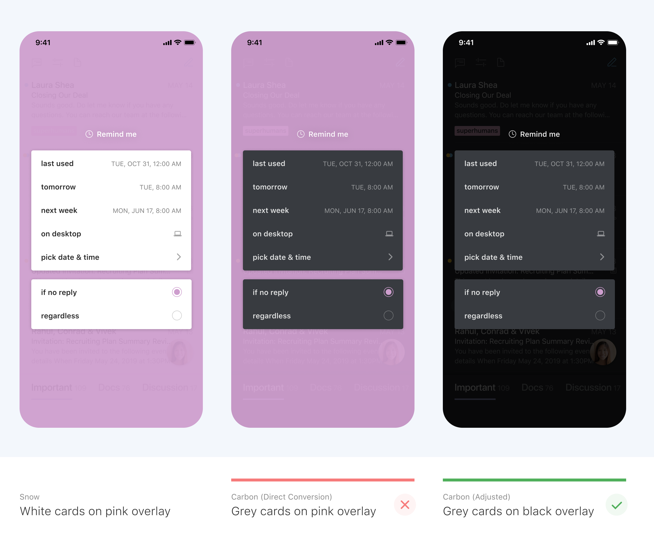 Reduce large blocks of bright color to make it easy to focus on what matters.