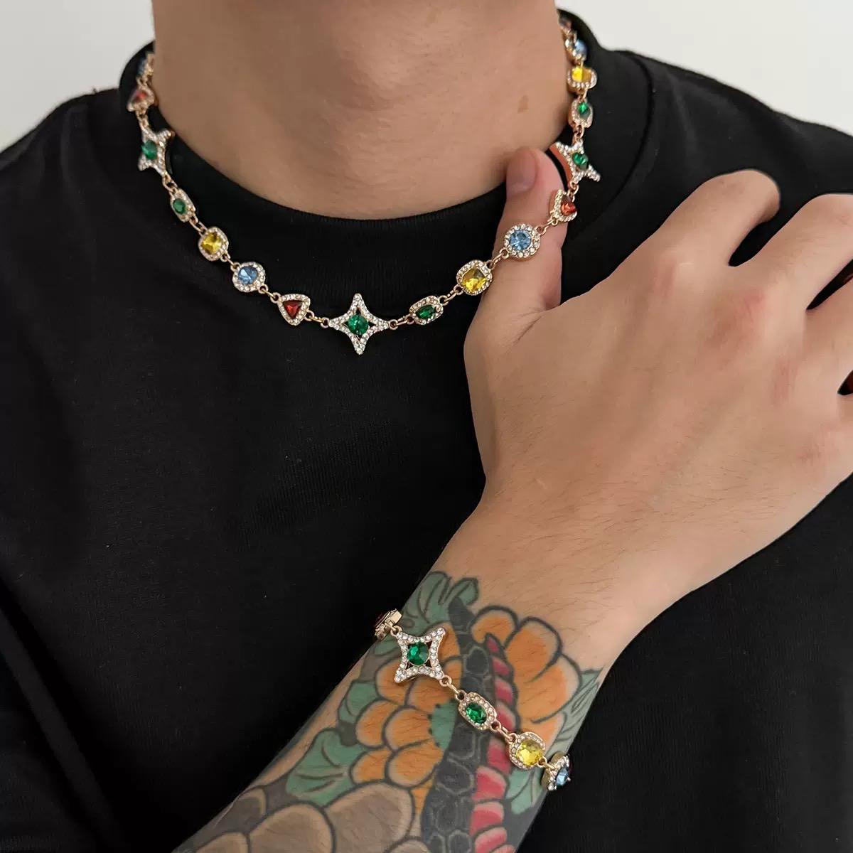 CZ colorful necklace and bracelet set — Neckpieces — Rose Fashion