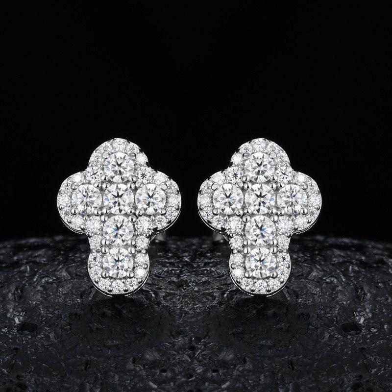 White Cross Diamond VVS Moissanite Earrings 💎 — Diamonds 💎 — Rose Fashion