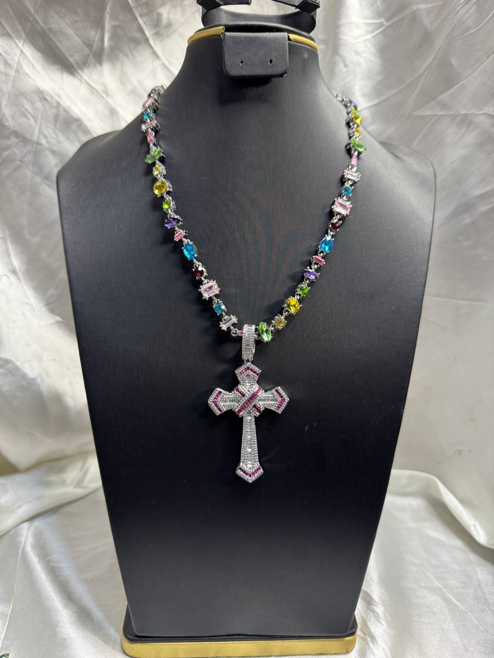 Colorful stylish unisex cz ice 🧊 necklace — Neckpieces — Rose Fashion