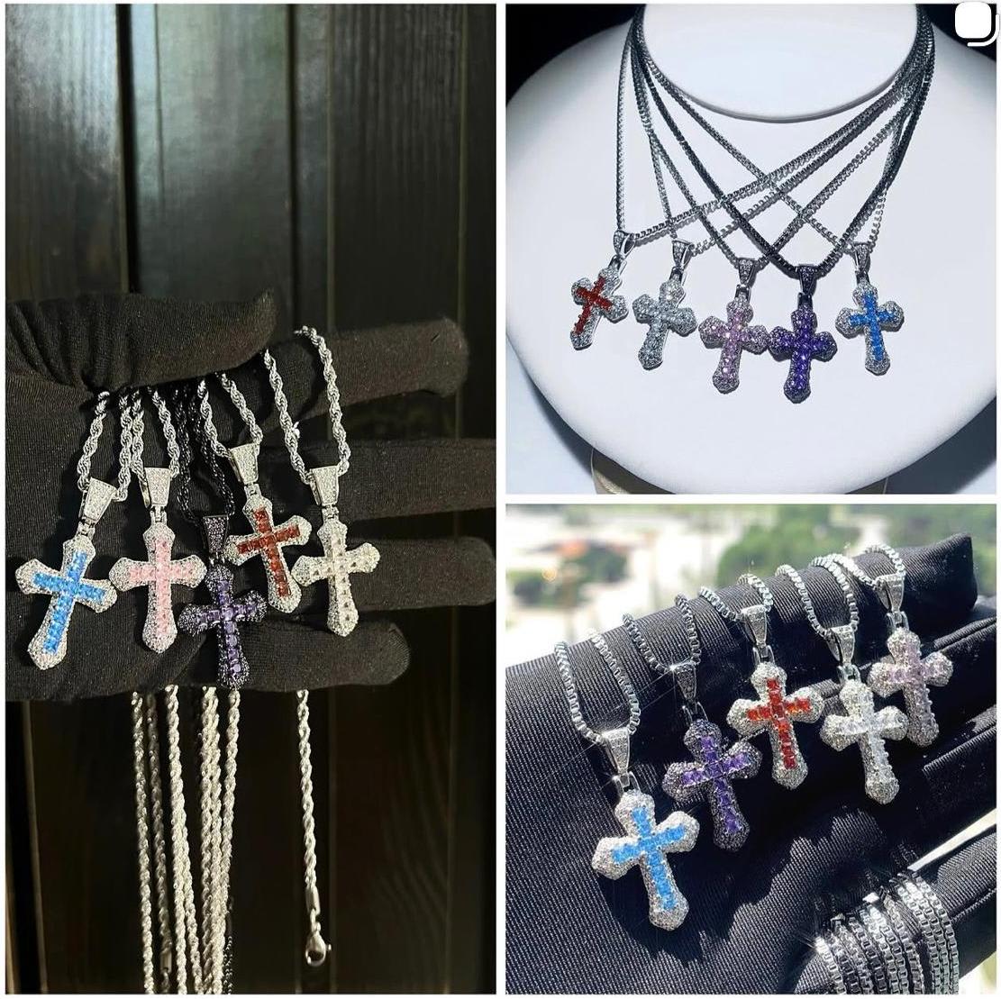 Rhinestone cross pendant and chain — Neckpieces — Rose Fashion