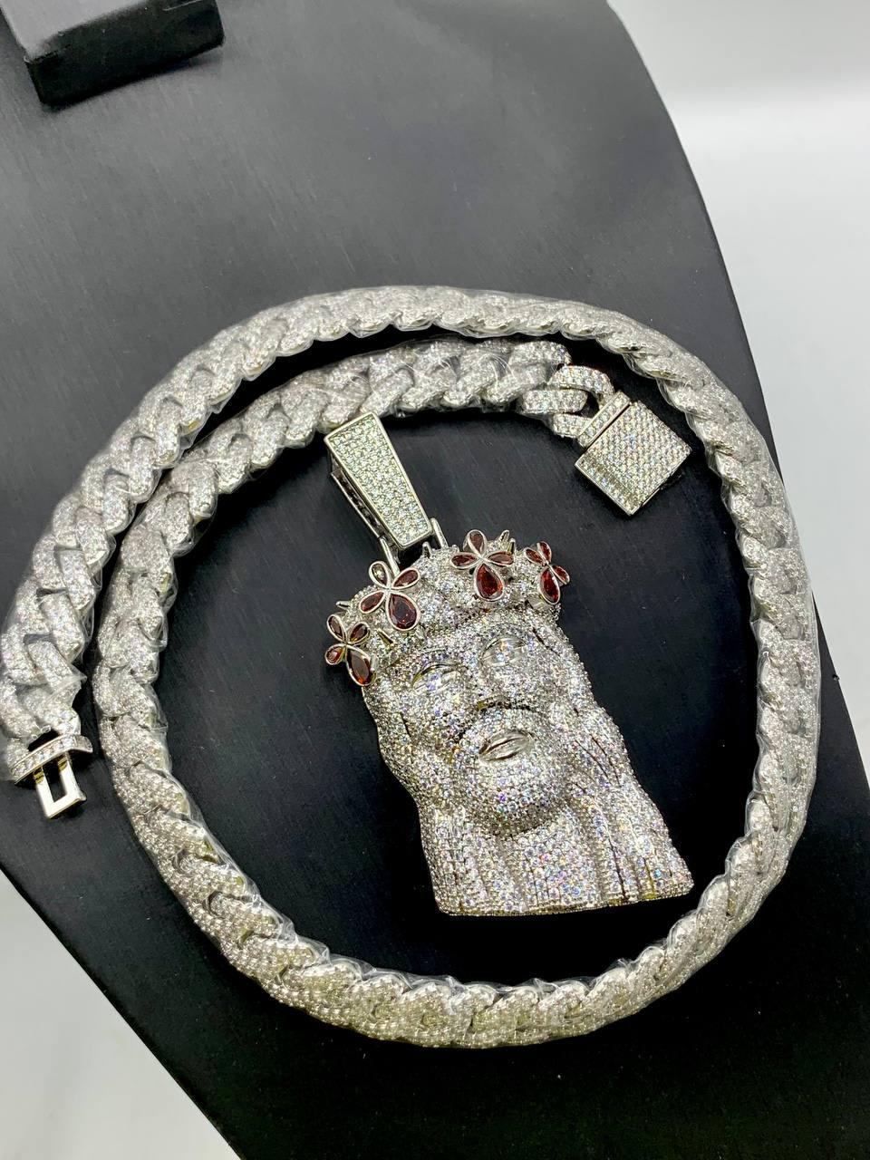 VVS MOISSANITE ICE CHAIN & PENDANT STERLING SILVER 💎 — Diamonds 💎 — Rose Fashion (photo 2)