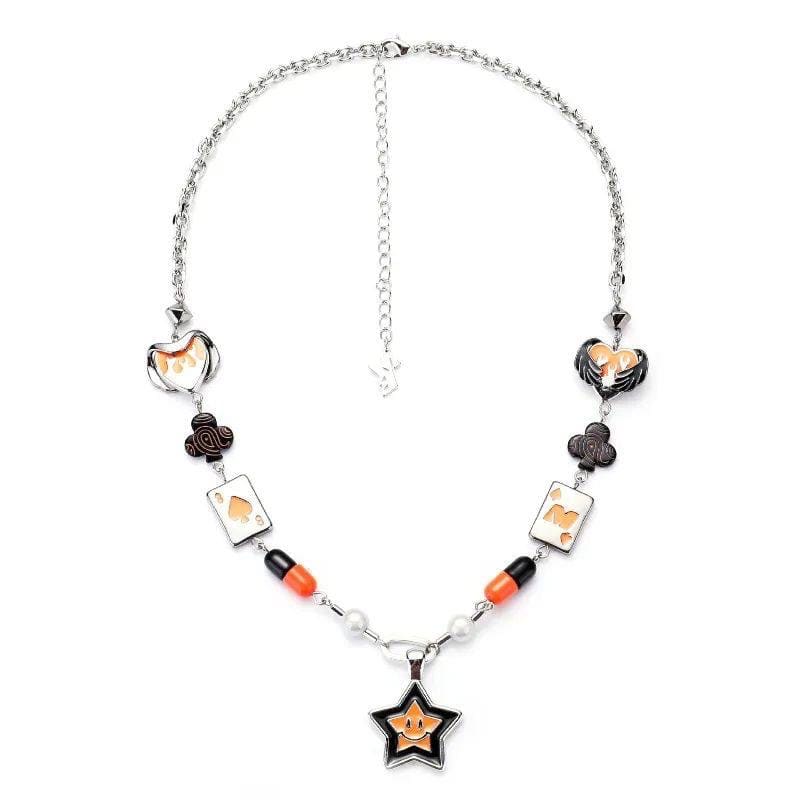 Y2K smiley face 8ball star necklace ( ORANGE — Neckpieces — Rose Fashion (photo 3)