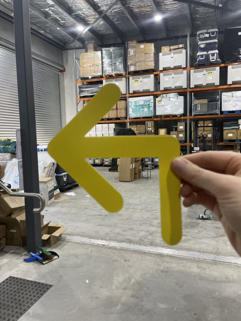 Yellow 90 Degree Arrow Signage