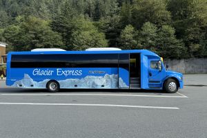 Glacier Express “THE BLUE BUS” Juneau to Mendenhall Glacier