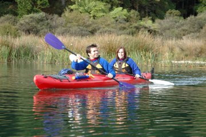 Lake Rotoiti Evening Kayak Tour including Hot Springs, Glowworm Caves and BBQ Dinner image