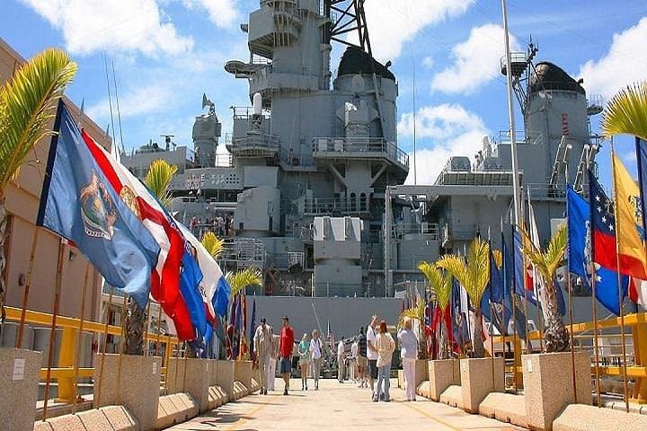 Battleships of WWII at Pearl Harbor from Big Island image