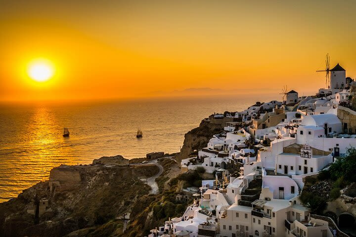 Santorini Sunset Luxury Catamaran Cruise with Traditional Greek Meal and BBQ image