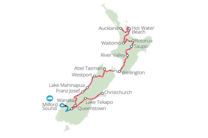 Flexible Fully Guided New Zealand Bus Pass - Auckland to Christchurch & Milford image