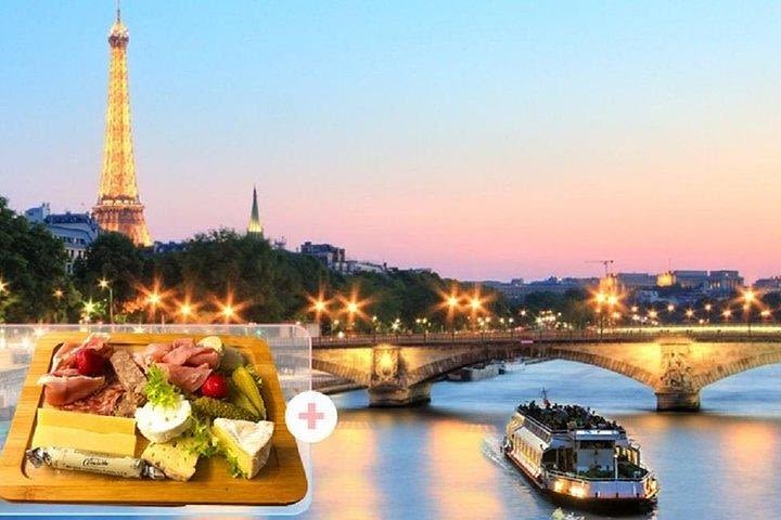 Paris Seine River Evening Cruise with French Cold Cuts, Cheeses Board & Wine image