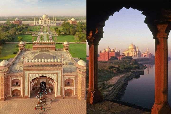 Diwali fire work and food with Indian family in a shadow of Taj Mahal image