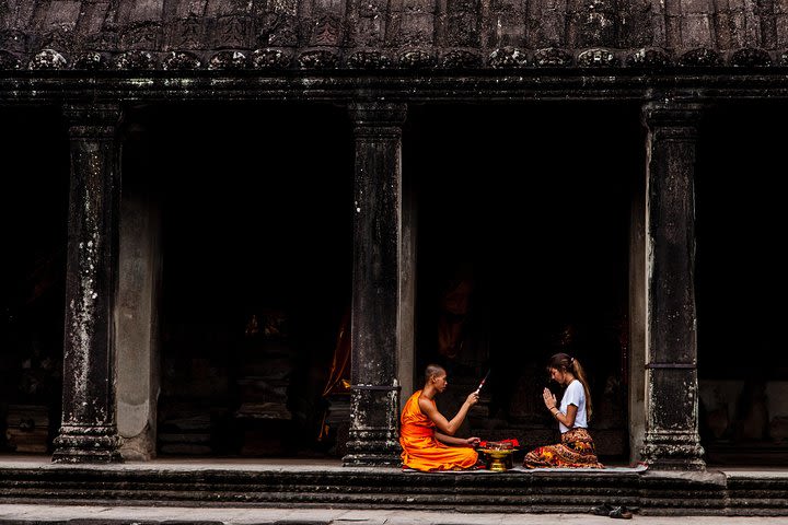 Rural Village with Ox Cart Journey & Monk Blessing image