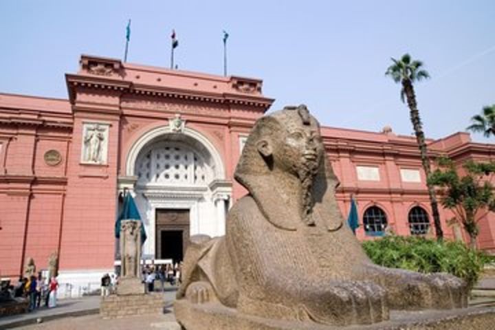 Pyramids and Egyptian Museum with Camel riding image