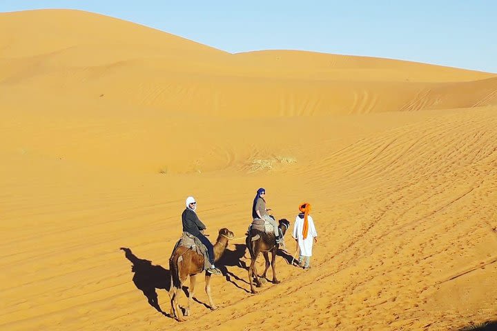 Day Trip By Camels In Erg Chebbi Dunes, Lunch With Berber Pizza, No Extra Fee. image