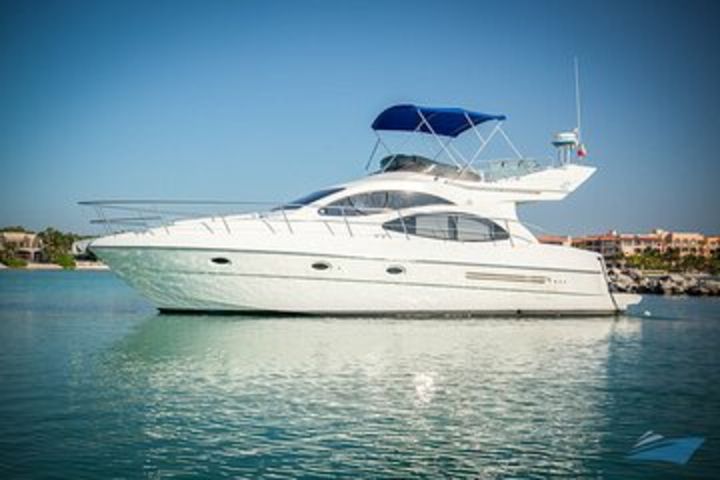 8-Hour Private 42' Azimut Yacht 2Stop Tour to Tulum Sea w/Food, Drinks & Snorkel image
