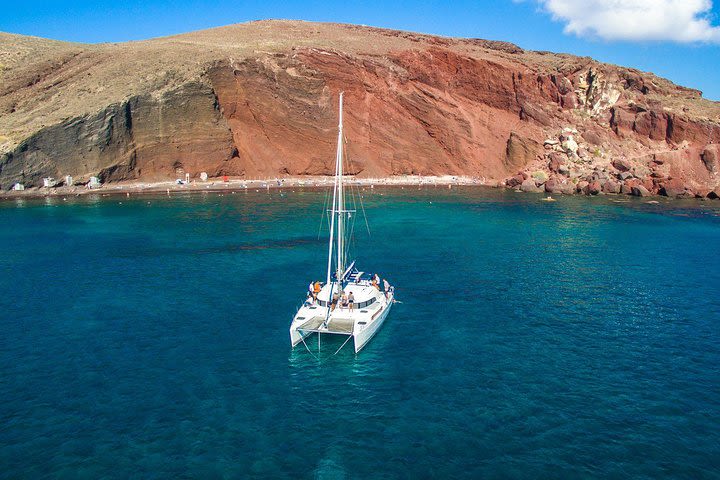 Santorini Half Day Catamaran Private Cruise incl. Meal, Drinks & Free Transport image