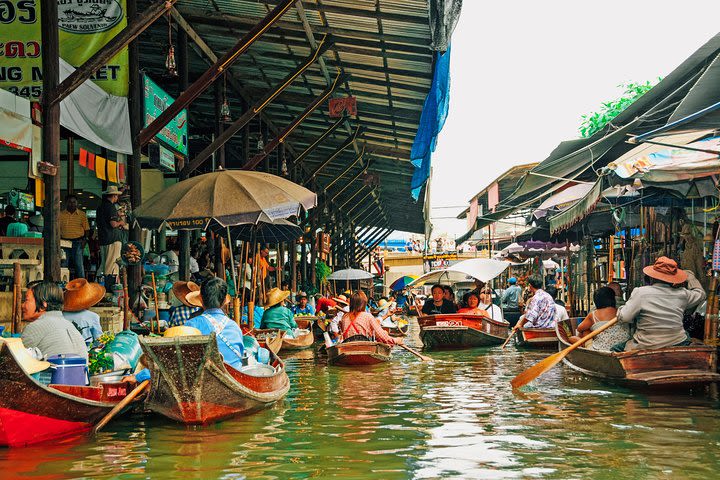 Grand Palace, Damnoen Floating Market & Maeklong Railway Market Private Tour image